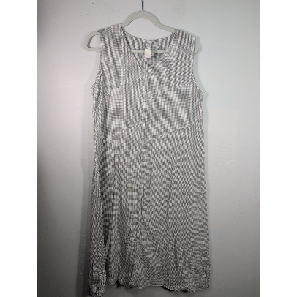 Vtg 80s Mosaic Brand Dress Midi Medium Grey & White